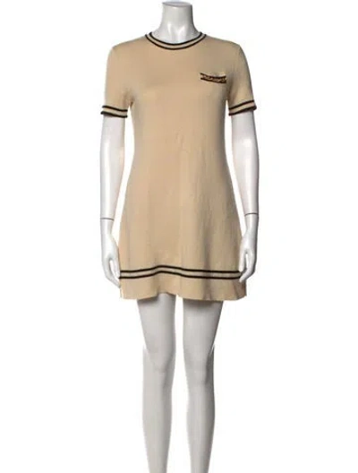 Pre-owned Gucci Wool Mini Dress In Neutrals