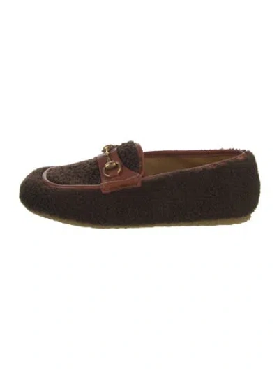 Pre-owned Gucci Wool Moccasins In Brown
