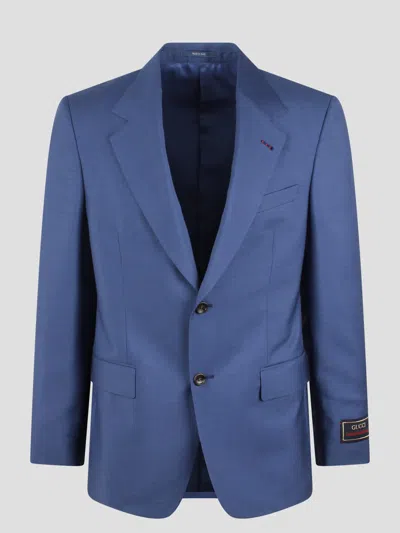 Gucci Wool Mohair Formal Jacket In Blue