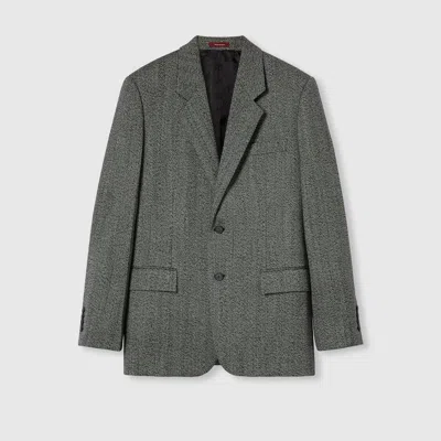 Gucci Wool Mouliné Jacket In Gray