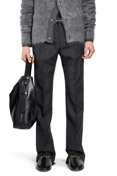 Gucci Wool Mouliné Pants In Gray