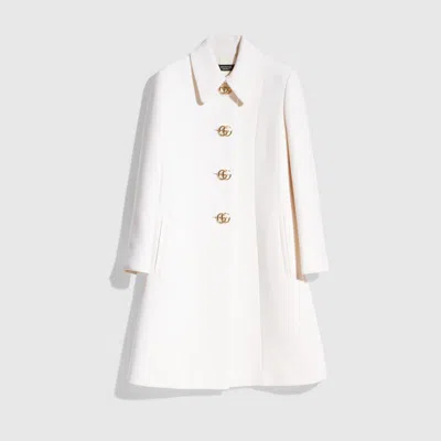 Gucci Wool Natté Coat With Double G Button In Multi