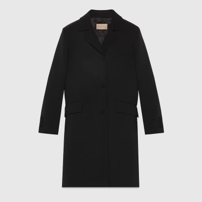 Gucci Wool Neoprene Coat With Horsebit In Black