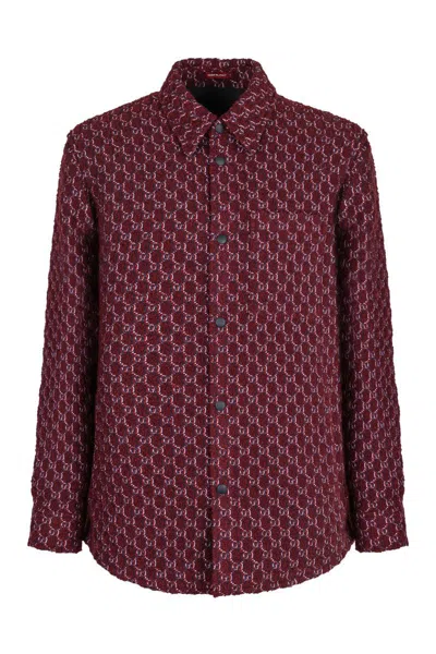 Gucci Wool Overshirt In Red