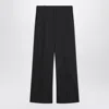 Gucci Wide-leg Grey Wool Trousers Women In Black