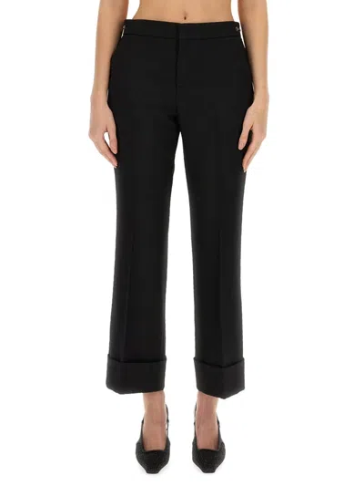 Gucci Wool Cropped Flared Trousers In Black