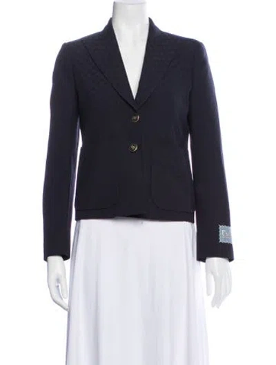 Pre-owned Gucci Wool Patterned Blazer In Blue