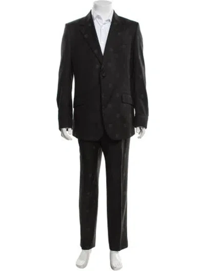 Pre-owned Gucci Wool Patterned Two-piece Suit Vest In Black