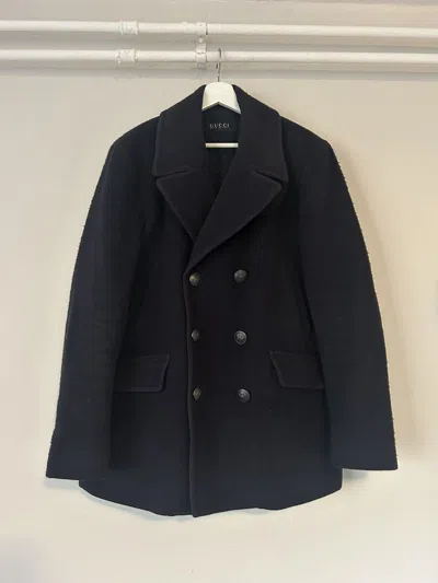 Pre-owned Gucci Wool Peacoat In Blue