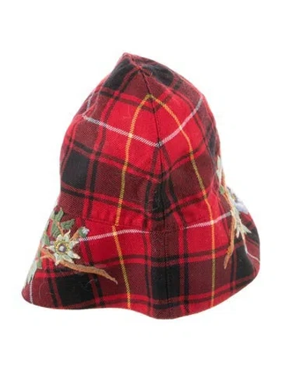 Pre-owned Gucci Wool Plaid Hat In Red