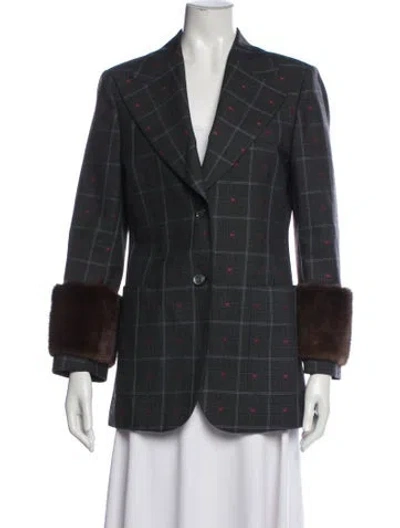Pre-owned Gucci Wool Plaid Print Blazer In Black