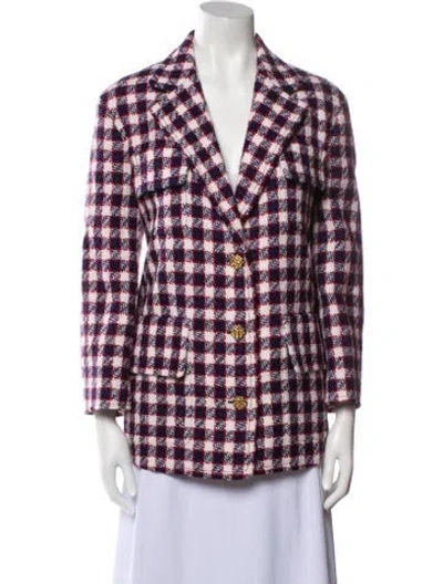 Pre-owned Gucci Wool Plaid Print Blazer In Blue