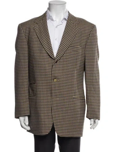 Pre-owned Gucci Wool Plaid Print Blazer In Brown