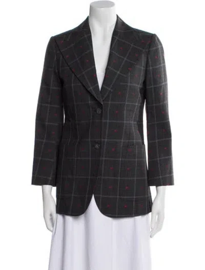 Pre-owned Gucci Wool Plaid Print Blazer In Gray
