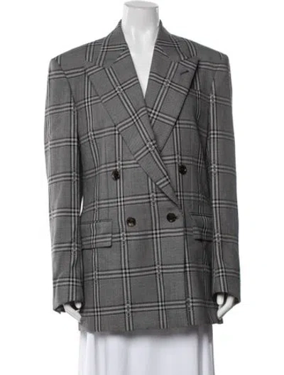 Pre-owned Gucci Wool Plaid Print Blazer In Grey
