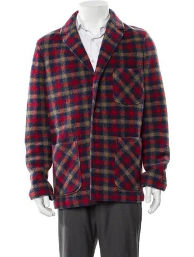 Pre-owned Gucci Wool Plaid Print Blazer In Multi