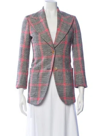 Pre-owned Gucci Wool Plaid Print Blazer In Multi