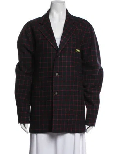 Pre-owned Gucci Wool Plaid Print Blazer In Multicolor