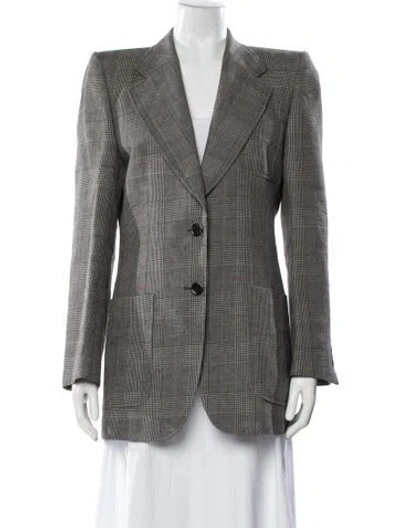Pre-owned Gucci Wool Plaid Print Blazer In Neutral