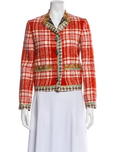 Pre-owned Gucci Wool Plaid Print Blazer In Orange