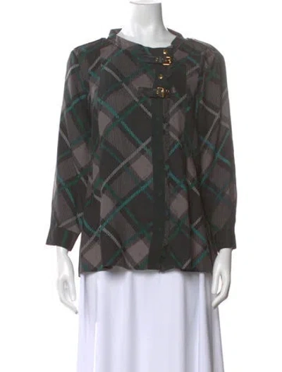 Pre-owned Gucci Wool Plaid Print Blouse In Multi