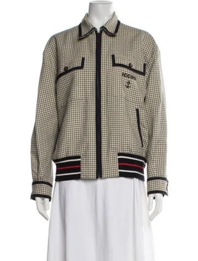 Pre-owned Gucci Wool Plaid Print Bomber Jacket In Neutrals