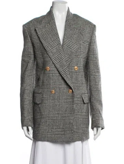 Pre-owned Gucci Wool Plaid Print Coat In Black