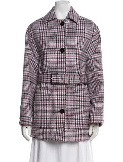 Pre-owned Gucci Wool Plaid Print Coat W/ Tags In Pink