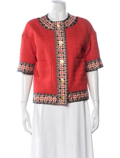 Pre-owned Gucci Wool Plaid Print Jacket In Red
