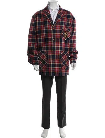 Pre-owned Gucci Wool Plaid Print Overcoat In Multi
