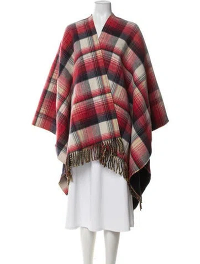 Pre-owned Gucci Wool Plaid Print Poncho In Multi