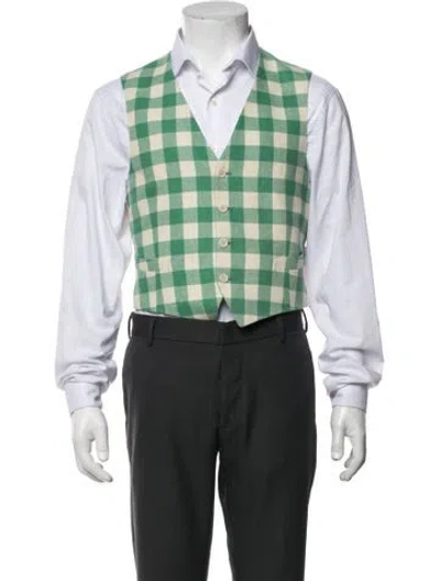 Pre-owned Gucci Wool Plaid Print Suit Vest In Green