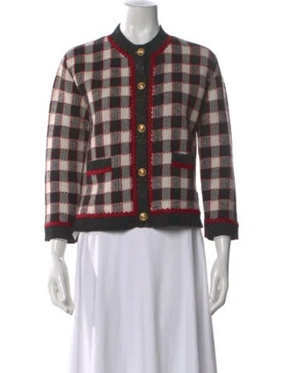Pre-owned Gucci Wool Plaid Print Sweater In Black