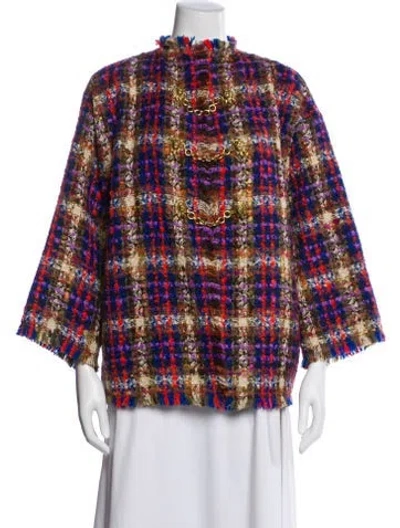 Pre-owned Gucci Wool Plaid Print Sweater In Neutral