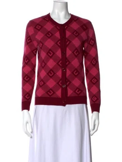 Pre-owned Gucci Wool Plaid Print Sweater In Pink