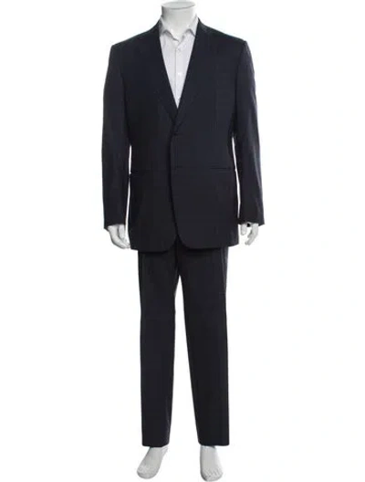 Pre-owned Gucci Wool Plaid Print Two-piece Suit In Blue