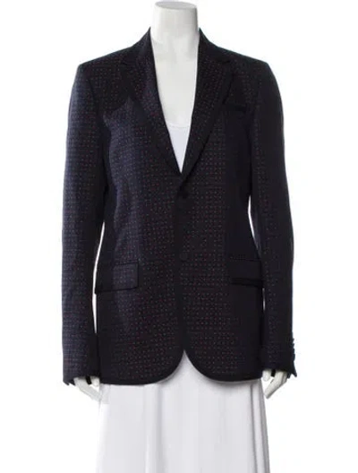 Pre-owned Gucci Wool Polka Dot Print Blazer In Blue