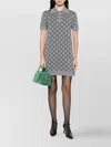 Gucci Gg Wool Dress With Ribbed Profiles In Gray