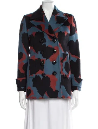 Pre-owned Gucci Wool Printed Blazer In Blue