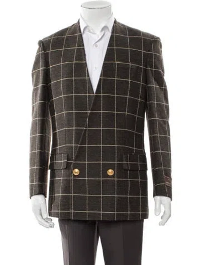 Pre-owned Gucci Wool Printed Blazer In Brown