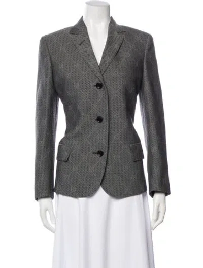 Pre-owned Gucci Wool Printed Blazer In Gray