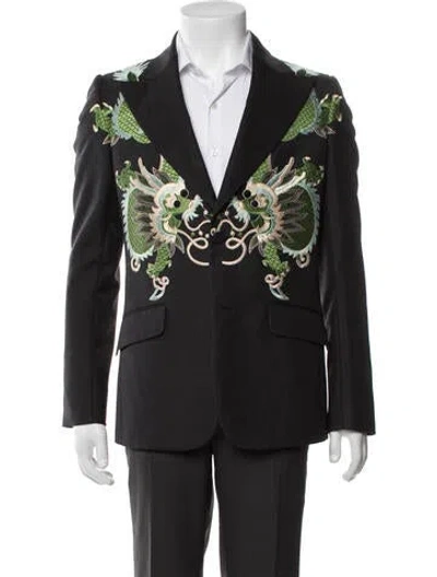 Pre-owned Gucci Wool Printed Blazer In Gray