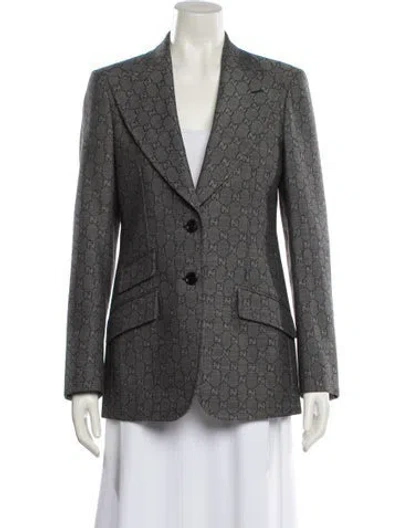 Pre-owned Gucci Wool Printed Blazer In Gray