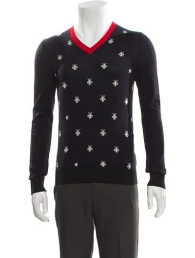 Pre-owned Gucci Wool Printed Cardigan In Blue