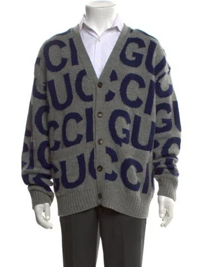 Pre-owned Gucci Wool Printed Cardigan In Multi
