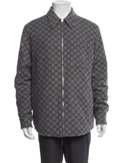 Pre-owned Gucci Wool Printed Coat In Gray