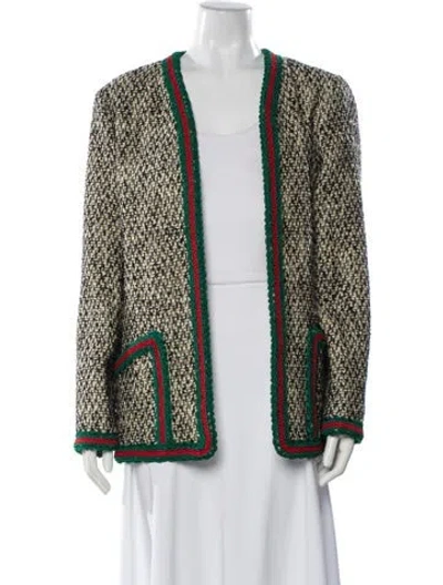 Pre-owned Gucci Wool Printed Evening Jacket In White