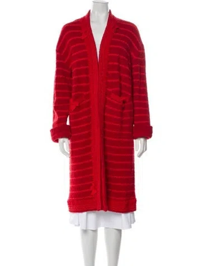 Pre-owned Gucci Wool Printed Faux Fur Coat In Red