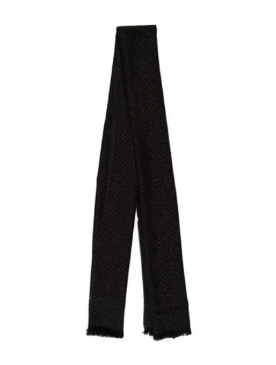 Pre-owned Gucci Wool Printed Scarf In Black
