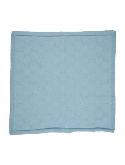 Pre-owned Gucci Wool Printed Scarf In Blue